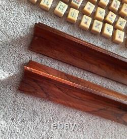 Mah-jongg Jong Set Chinese Game Vintage Bamboo Case Jackpot Wooden Box Rare