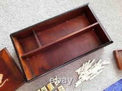 Mah-jongg Jong Set Chinese Game Vintage Bamboo Case Jackpot Wooden Box Rare