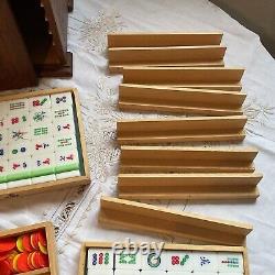 Mahjong Set In Wooden Case / Box Mah Jong Game 1960s