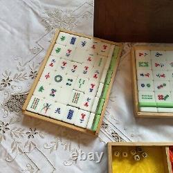 Mahjong Set In Wooden Case / Box Mah Jong Game 1960s