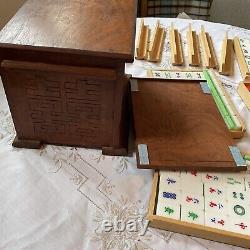 Mahjong Set In Wooden Case / Box Mah Jong Game 1960s