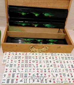 Mahjong set Japanese wooden boxed with wooden trays complete Mahjong