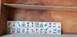 Mahjong set Japanese wooden boxed with wooden trays complete Mahjong