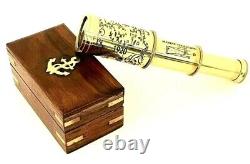 Marine Navy Telescope Antique Brass Telescope With Wooden Box Set of 20 Pcs