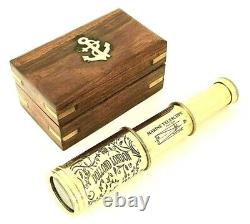 Marine Navy Telescope Antique Brass Telescope With Wooden Box Set of 20 Pcs