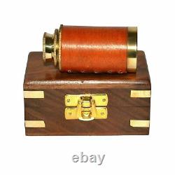 Marine brass 6 spyglass telescope with wooden box Set of 10 Piece Handmade Gift