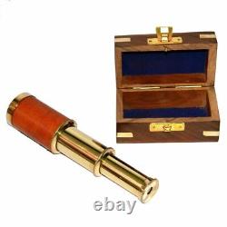 Marine brass 6 spyglass telescope with wooden box Set of 10 Piece Handmade Gift