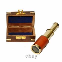 Marine brass 6 spyglass telescope with wooden box Set of 10 Piece Handmade Gift