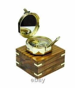 Maritime Compass With Decorative Wooden Box Nautical marine Compass set of 50