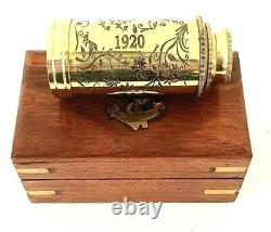 Maritime Telescope Marine Navy Antique Brass Telescope Wooden Box Set of 20 Pcs