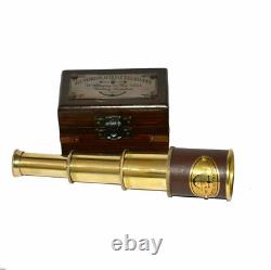 Maritime brass spyglass with Decorative wooden box Set of 10 Unit telescope Gift