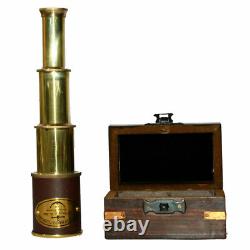 Maritime brass spyglass with Decorative wooden box Set of 10 Unit telescope Gift
