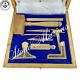 Masonic Working Tools Set Real Gold Plated Standard Full Size Natural Wooden Box