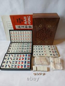 Max Robertson Mah Jong Set Wooden Box 148 Bamboo Back Tile Mahjong Jongg Vintage