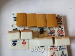 Max Robertson Mah Jong Set Wooden Box 148 Bamboo Back Tile Mahjong Jongg Vintage