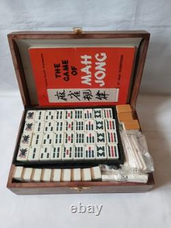 Max Robertson Mah Jong Set Wooden Box 148 Bamboo Back Tile Mahjong Jongg Vintage