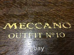 Meccano 1950's Outfit No10 Wooden Box Good Condition Huge Set Of Meccano