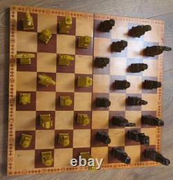 Medieval Chess Set Russian Soviet Russia Vintage Bakelite Pieces Wooden Box