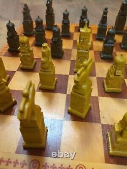 Medieval Chess Set Russian Soviet Russia Vintage Bakelite Pieces Wooden Box