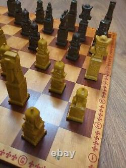 Medieval Chess Set Russian Soviet Russia Vintage Bakelite Pieces Wooden Box