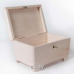 Medium Lockable Plain Wooden Treasure Chest Memory Trinket Keepsake Storage Box