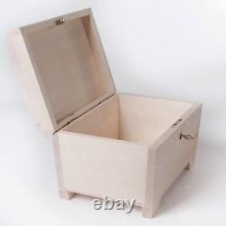 Medium Lockable Plain Wooden Treasure Chest Memory Trinket Keepsake Storage Box