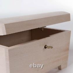 Medium Lockable Plain Wooden Treasure Chest Memory Trinket Keepsake Storage Box