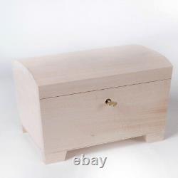 Medium Lockable Plain Wooden Treasure Chest Memory Trinket Keepsake Storage Box