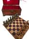 Mid Century Asian Chess Set Unique Pieces Made Of Stone In Wooden Box Vintage