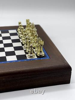 Mini Metal Chess Pieces Boxed Solid Wooden Chess Set, Boxed Wooden Chess Set