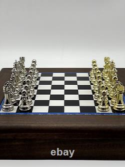 Mini Metal Chess Pieces Boxed Solid Wooden Chess Set, Boxed Wooden Chess Set