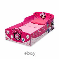 NEW 4 Piece Set Minnie Mouse Wood Toddler Bed, Mattress, Toy Box & Table Chair