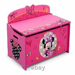 NEW 4 Piece Set Minnie Mouse Wood Toddler Bed, Mattress, Toy Box & Table Chair