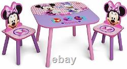 NEW 4 Piece Set Minnie Mouse Wood Toddler Bed, Mattress, Toy Box & Table Chair