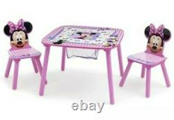 NEW 4 Piece Set Minnie Mouse Wood Toddler Bed, Mattress, Toy Box & Table Chair