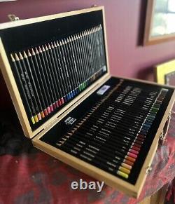 NEW 72 Derwent Academy Drawing Pencils & Watercolour pencils In Wooden Box Set