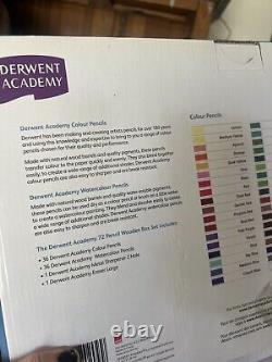 NEW 72 Derwent Academy Drawing Pencils & Watercolour pencils In Wooden Box Set