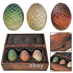 NEW HBO Game of Thrones Authentic Prop Dragon Egg Collector Wooden Box Set