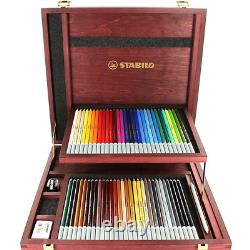 NEW STABILO CarbOthello 60 Chalk Pastel Coloured Pencils Artists Wooden Box Set