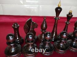 NEW! Vintage Soviet Chess Set Completely wooden BIG USSR Original box #291