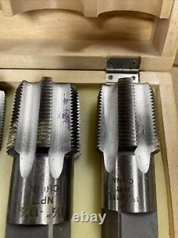 NPT Pipe Tap Set 1-1/411-1/2, 1-1/211-1/2, 211-1/2 WithWooden Box