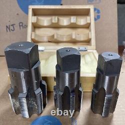 NPT Pipe Tap Set 1-1/411-1/2, 1-1/211-1/2, 211-1/2 WithWooden Box