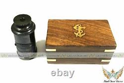 Nautical Telescope Pocket Spyglas Brass Telescope With Wooden Box Set Of 10 Unit
