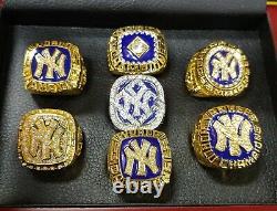 New York Yankees 7 World Series Ring Set With Wooden Box. Jeter Rivera Munson