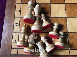 Old Vintage Wooden Chess Set Pieces And Board /Box & Drawer Large 41cm Heavy 3kg