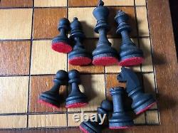 Old Vintage Wooden Chess Set Pieces And Board /Box & Drawer Large 41cm Heavy 3kg