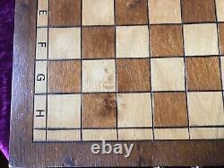 Old Vintage Wooden Chess Set Pieces And Board /Box & Drawer Large 41cm Heavy 3kg