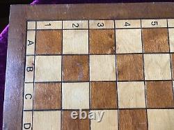 Old Vintage Wooden Chess Set Pieces And Board /Box & Drawer Large 41cm Heavy 3kg