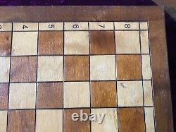 Old Vintage Wooden Chess Set Pieces And Board /Box & Drawer Large 41cm Heavy 3kg