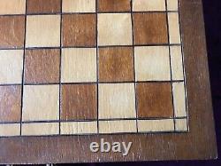 Old Vintage Wooden Chess Set Pieces And Board /Box & Drawer Large 41cm Heavy 3kg